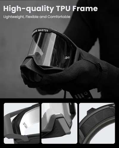 Vista 5 de OutdoorMaster Mustang - Gafas de motocross OTG, gafas de motocross, gafas de ATV para hombres, mujeres, adultos y jóvenes