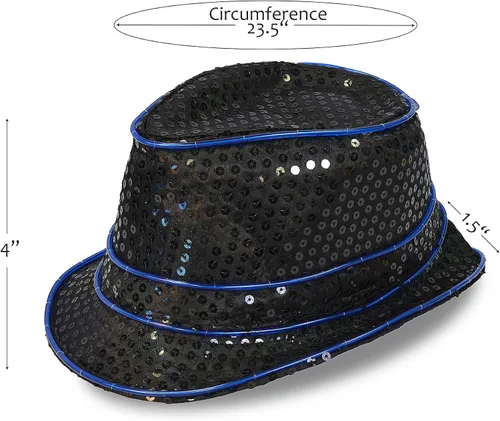 Vista 4 de Solaris Sombrero de lentejuelas con luces LED de neón para fiestas oscuras