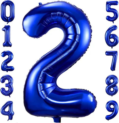 Vista 25 de Globos de número 0 azul marino, 40 pulgadas, globos de cumpleaños grandes de papel aluminio brillante azul oscuro, globos digitales de número