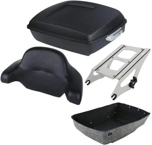 Vista 31 de XFMT Maleta negra mate cortada de 10.7 pulgadas con pestillo para Harley Trunk Touring Road King Street Glide Road Glide Electra Glide 2014-2025