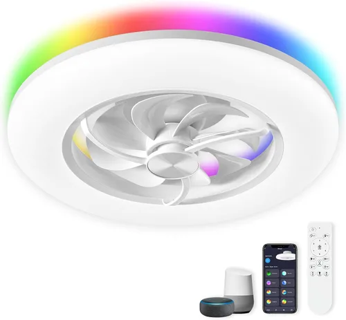 Vista 11 de Ventilador de Techo Orison con Luz - Ventilador de Techo Moderno de Montaje Empotrado Cerrado 57 cm LED Atenuable sin Aspas con Control Remoto