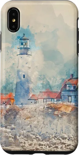Vista 11 de iPhone 16 Artistic Lighthouse Painting Case