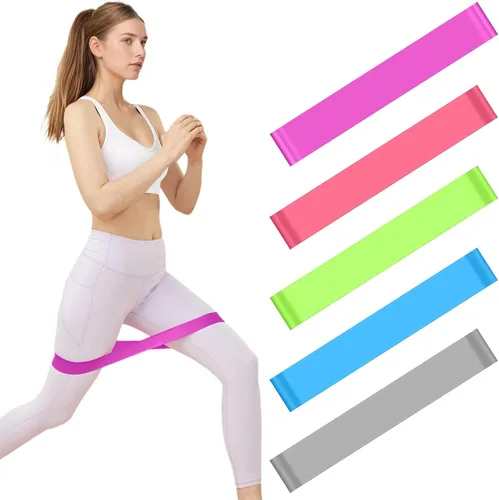 Vista 2 de Paquete de 5 bandas de resistencia, bandas de bucle para entrenamiento, bandas de entrenamiento de fitness elásticas para yoga, pilates y fuerza