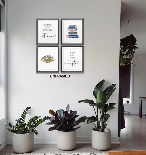 Vista 3 de AEHIE So Many Books So Little Time - Póster de pared con texto en inglés "Just One More Chapter Poster Prints for Reading Corner Decoration", cita
