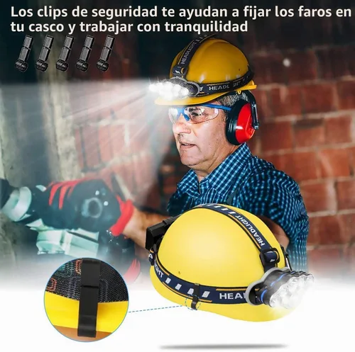 Vista 7 de Linterna frontal recargable, linterna frontal LED de 8 LED 18000 lúmenes 8 modos con luces blancas y rojas cable USB, lámpara de cabeza impermeable