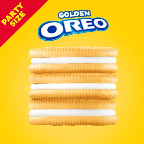 Vista 4 de OREO - Galletas de chocolate estilo sándwich doradas, tamaño fiesta, 24.16 onzas.