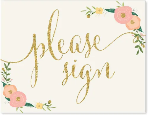 Vista 130 de Andaz Press Letreros de fiesta de boda, purpurina dorada sintética con flores florales de coral melocotón, 8.5 x 11 pulgadas, resalta tu versículo
