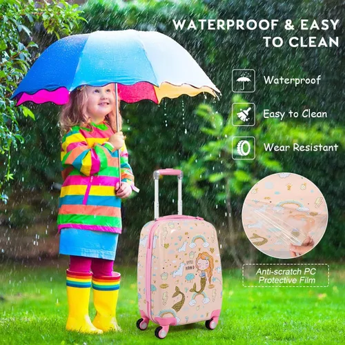 Vista 2 de HONEY JOY 2 piezas de equipaje de mano para niños, Mermaid, S, Viajar