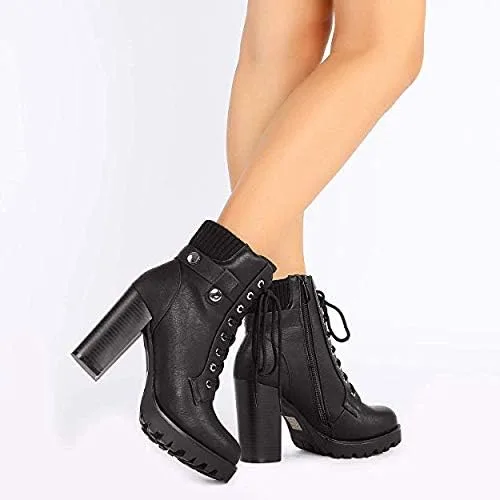 Vista 7 de DREAM PAIRS - Botines de tacón alto grueso para mujer