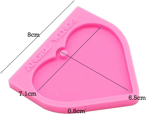 Vista 6 de Angel Wings Moldes de silicona de resina para llavero de corazón brillante para hacer collares, moldes para hacer joyas, llavero, colgante, bolsa