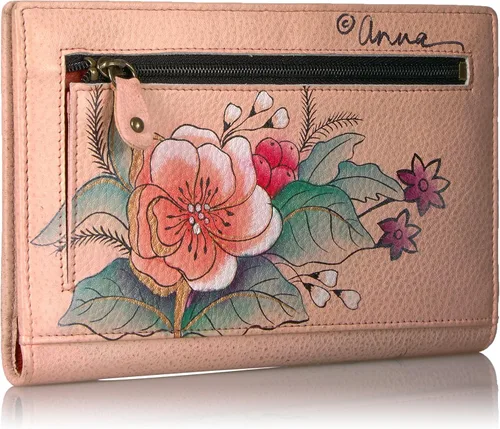 Vista 2 de Anna By Anuschka Cartera de cuero genuino pintada a mano para mujer, Jardín vintage, talla única