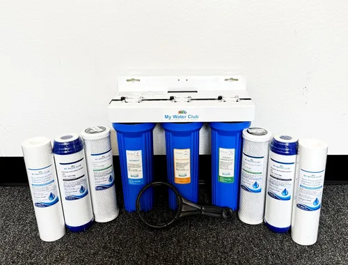 Vista 4 de MyWaterClub - Sistema de filtro de agua para toda la casa, 3 etapas, con 2 juegos de filtros adicionales, puerto de 3/4 pulgadas