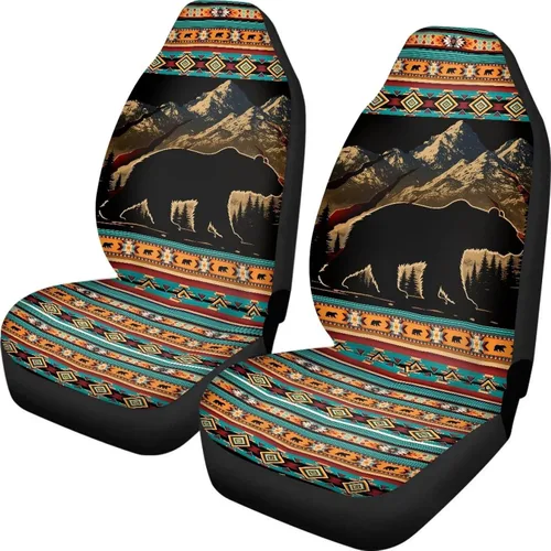 Vista 24 de Juego de 2 fundas de asiento delantero de automóvil, con diseño de bandera estadounidense, juego de 2 accesorios automotrices extraíbles, ajuste