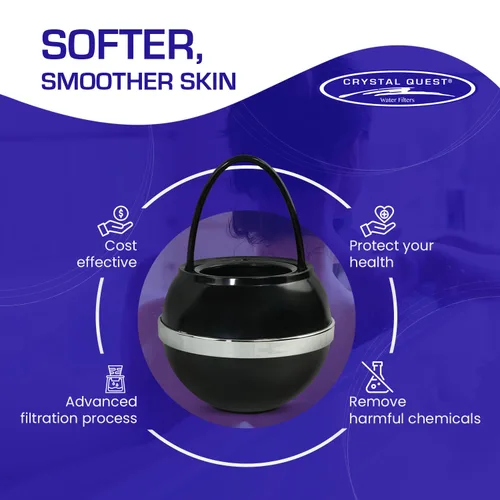 Vista 6 de Crystal Quest Paquete de filtro de bola de baño y cartucho de repuesto - Sistema de filtro de agua - Reduce contaminantes para una piel más suave
