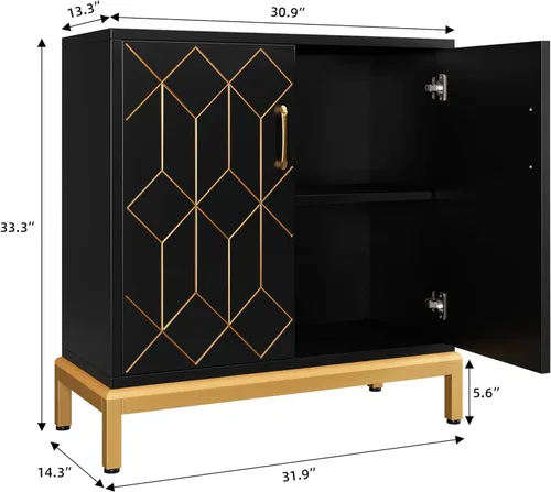 Vista 2 de GAOMON Armario de buffet, aparador con almacenamiento, armario de almacenamiento de buffet moderno con puertas y estantes para cocina, oficina