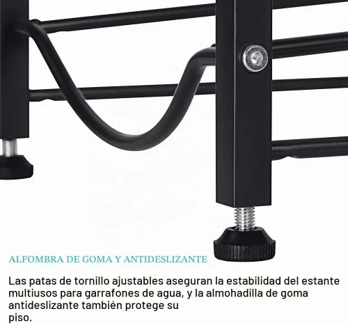 Vista 4 de LIANTRAL Estante para botellas de agua de 5 galones - Soporte desmontable resistente de 3 niveles para el hogar, oficina (negro)