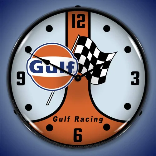 Vista 2 de Gulf Racing GT40 - Reloj de pared LED, retro, vintage, iluminado, 14 pulgadas