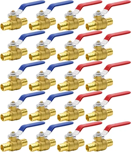 Vista 8 de 4 piezas de válvulas de bola PEX, válvula de bola de latón PEX de 1/2" de puerto completo, válvula de bola de cierre de puerto completo, giro