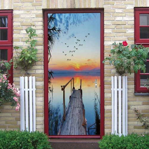 Vista 118 de Calcomanías 3D para puerta, murales para despegar y pegar, papel tapiz de caballo, calcomanías autoadhesivas extraíbles de PVC, impermeable, póster