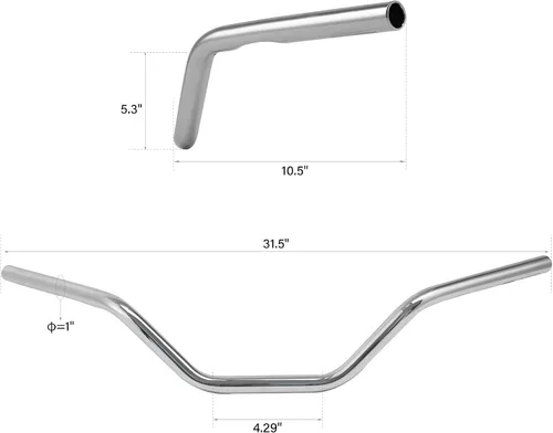 Vista 3 de TCT-MOTORPARTS Cromo 5 '' Rise Bar Ape Hanger Manillar 1 pulgadas 1 "0.984 in Ajuste Para Harley Softail Sportster 883 1200 XL Dyna Low Rider