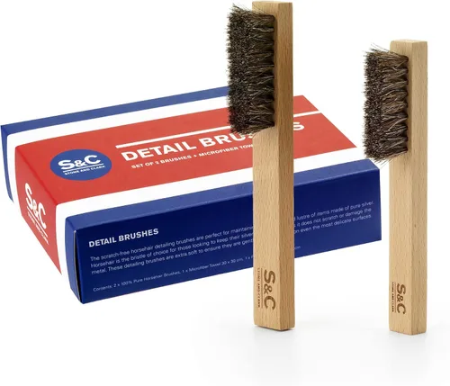 Vista 8 de Stone and Clark Kit de limpiador y pulido de joyas de 4 piezas, incluye cepillos de limpieza de joyas de crin de caballo natural, paño de microfibra
