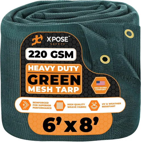 Vista 113 de Xpose Safety Lona de malla resistente, 4 x 10 pies, cubierta protectora negra multiusos con flujo de aire, uso para amarres, sombra, vallas, toldos