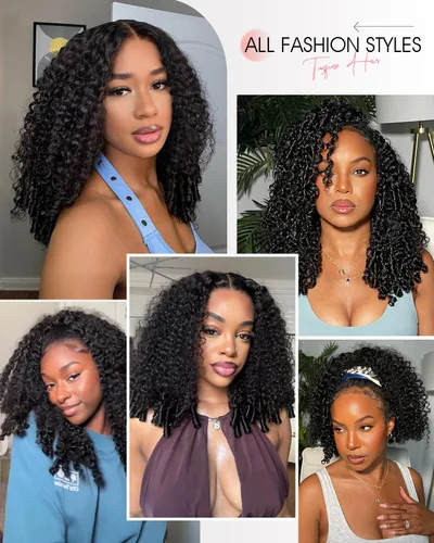 Vista 8 de Pull Go Full - Pelucas de cabello humano rizado birmano de 13 x 6 pulgadas, precortadas previamente cortadas, densidad 210, encaje frontal HD