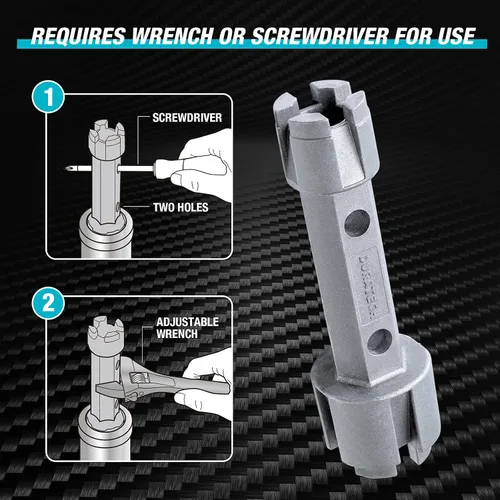 Vista 4 de DURATECH Llave removedora de drenaje de tubo, llave de aleación de aluminio de doble extremo para desagües de baño y ducha Llave de aleación