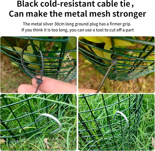 Vista 4 de Jaulas de metal para plantas, paquete de 5 protectores de plantas de animales, jaulas de metal para mantener a los animales fuera, protección