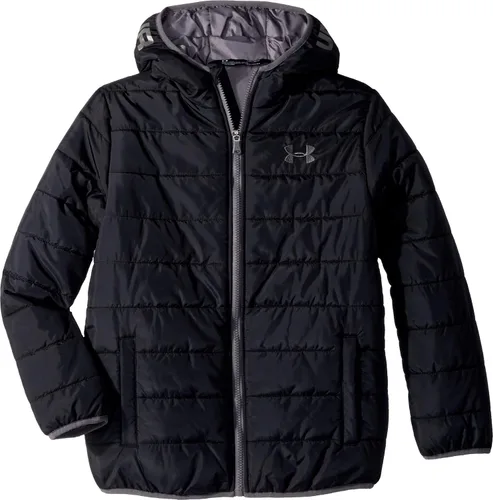 Vista 6 de Under Armour Pronto Chaqueta acolchada para niño, peso medio, cierre de cremallera, repele el agua grafito azul