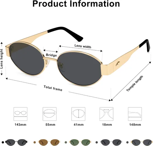 Vista 6 de SOJOS Gafas de sol ovaladas retro para mujer, de moda, clásicas, con protección UV400, SJ1256