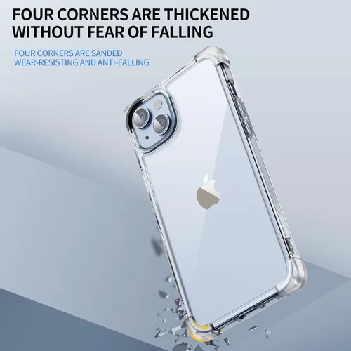 Vista 5 de Funda transparente para iPhone 15 [a prueba de caídas] [antiamarilleo] transparente a prueba de golpes, funda protectora delgada para iPhone 15