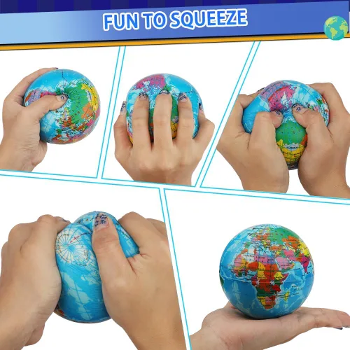 Vista 2 de Umnodobn Mini Earth - Pelotas blandas blandas de 3.7 pulgadas para niños y niñas, juguetes de geografía educativa, juguete de aprendizaje sensorial