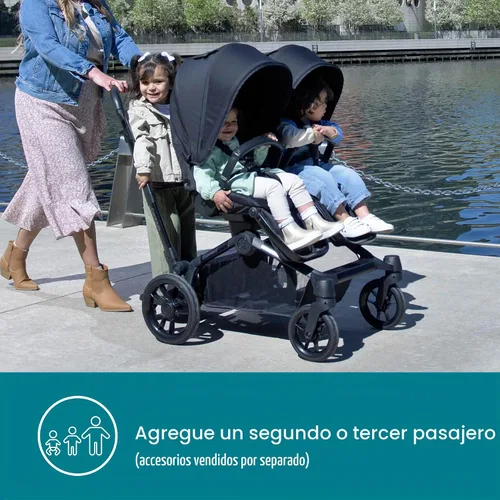 Vista 4 de Contours Element Side by-Side - Cochecito convertible para niños pequeños y bebés, individual a doble, opciones de asientos reversibles, compatible
