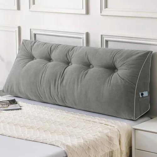 Vista 26 de Sasttie Almohada de Cabecera Queen, Almohada de Cuña de Cabecera para Sentarse en la Cama, Cojín Triangular con Soporte de Respaldo para Leer - Con