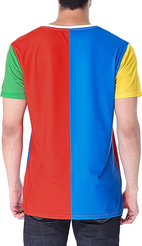 Vista 3 de Funny World Camisetas de payaso para hombre, disfraz de circo de manga corta con gráfico