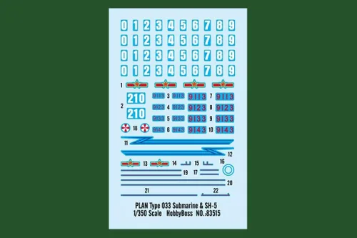 Vista 3 de Hobby Boss Plan Tipo 33 Submarino y SH-5 Kit de Construcción Modelo de Barco