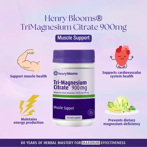 Vista 4 de Henry Blooms Citrato Tri-Magnesio 900mg 150 Cápsulas Paquete a Granel