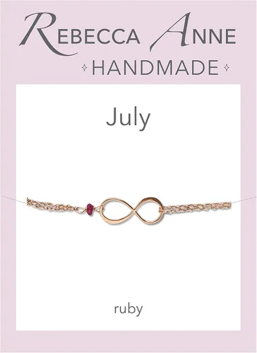 Vista 118 de Pulsera con dije de infinito con piedra natal, joyería hecha a mano, regalo para ella