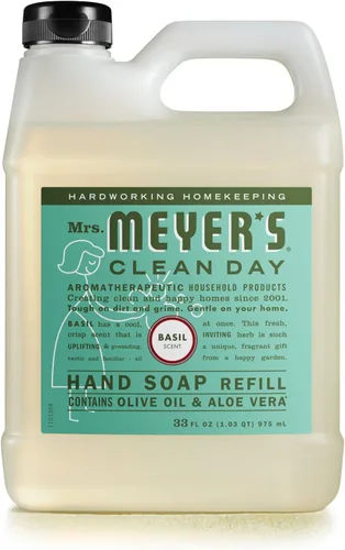 Vista 5 de Mrs. Meyer's - Jabón líquido para platos, fórmula biodegradable, edición limitada, menta, 16 onzas líquidas, paquete de 3 y repuesto de jabón