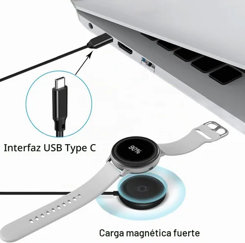 Vista 3 de Cargador USB C Samsung Galaxy Watch 3 4 5 6, cable de carga magnética compatible con Samsung Galaxy Watch 6/6 Classic/ 5 Pro/ 5/4/ 4 Classic/ 3