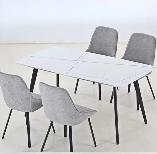 Vista 9 de LKTART Mesa de comedor ovalada blanca de 62.5 pulgadas con mesa de piedra sinterizada y patas de metal (sin sillas)