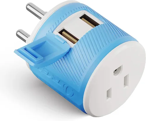 Vista 15 de OREI Adaptador de enchufe para viajes a Sudáfrica, Botsuana, Namibia con doble USB - Entrada EE. UU. - Tipo M (U2U-10L), Funcionará con teléfonos