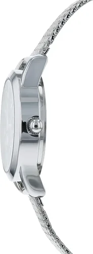 Vista 7 de Disney Reloj analógico clásico de cuarzo para mujer con correa de acero inoxidable MN8008, Plateadonegroblanco, Pulsera
