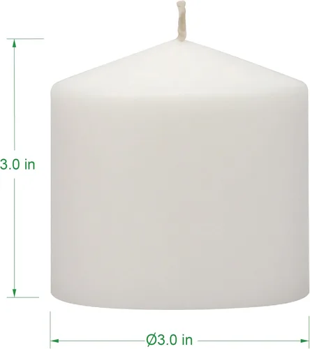 Vista 2 de Stonebriar Paquete de 3 velas altas de 3 x 3 pulgadas, 18 horas de larga duración, sin perfume, de cera blanca