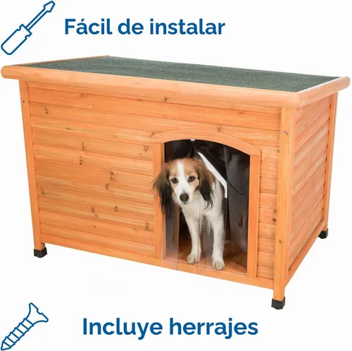 Vista 4 de Trixie Productos para mascotas Puerta de plástico para Caseta de perro de techo plano , plástico claro