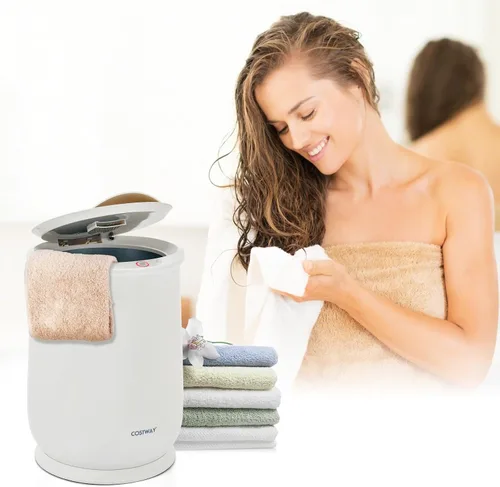 Vista 4 de COSTWAY - Calentador de toallas para baño, calentador grande de 21L con tapa abatible, cerradura de seguridad para niños, apagado automático de 1H