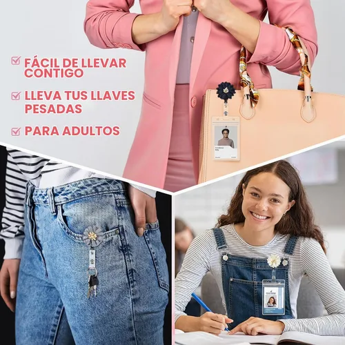 Vista 7 de Boao 10 soportes retráctiles para tarjetas de identificación con clip de cocodrilo con clip de cocodrilo para tarjetas