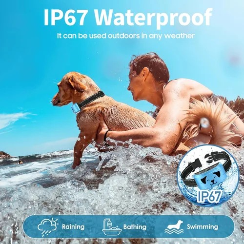 Vista 5 de Collar antiladridos para perros grandes y medianos, recargable, con 8 pitidos de vibración de sensibilidad ajustables, IP67, impermeable