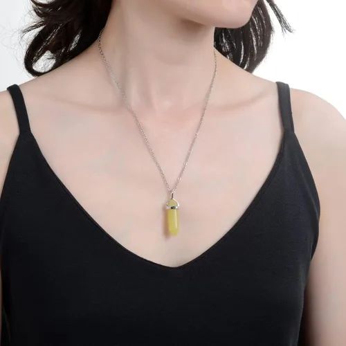Vista 2 de 1 collar con colgante de bala de piedra preciosa natural, piedra de cristal curativo, cuarzo, reiki, chakras, roca energética, 18 pulgadas